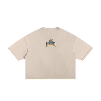 NOIR CARTEL MADE MEN — Blood Oath — Navy & Gold Frayed Boxy Tee