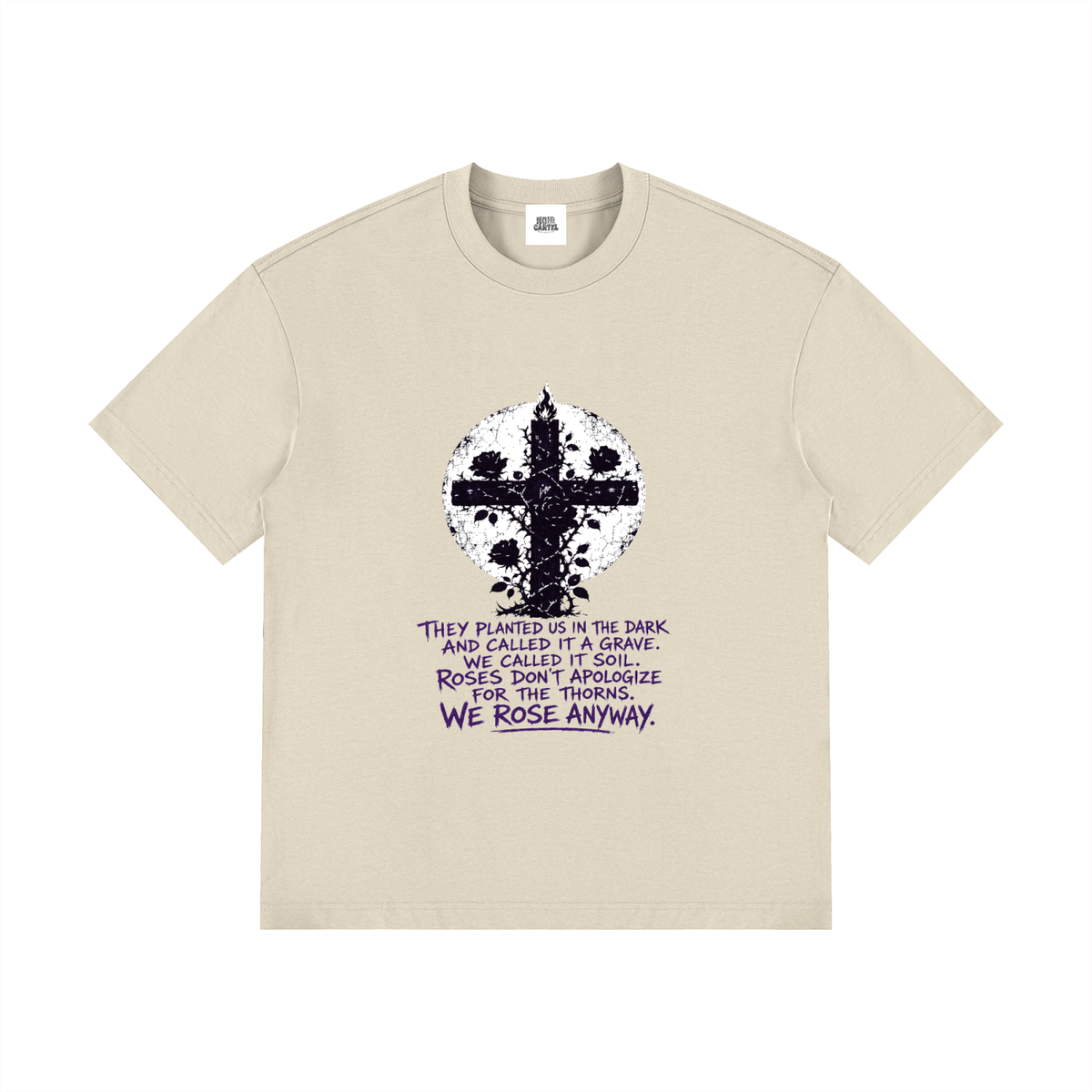 NOIR CARTEL OVERGROWTH — Rose Gospel — Purple Drop Shoulder Cotton Tee