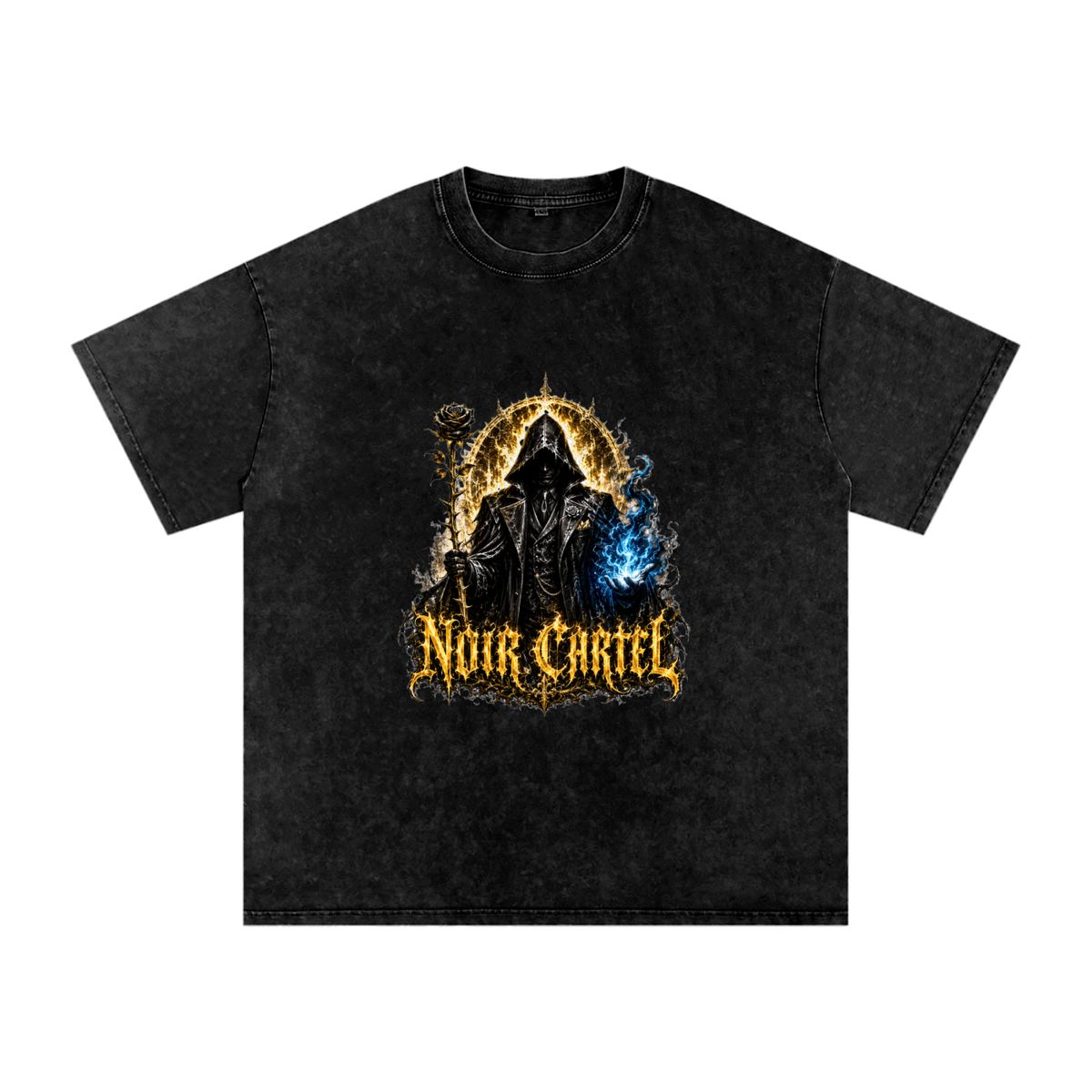 NOIR CARTEL MADE MEN — The Council Reaper 250 GSM Vintage-Wash Tee — Black