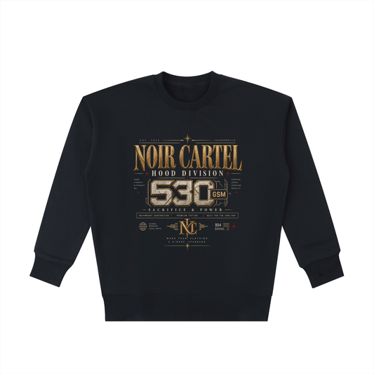 NOIR CARTEL HD-530 “Built Heavy” Heavyweight Crewneck — Black