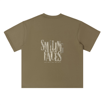 NOIR CARTEL FRENEMIES — Smiling Faces — Bone Heavyweight Drop Shoulder Cotton Tee