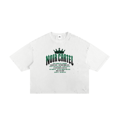 NOIR CARTEL MADE MEN — Blood Oath — Green Frayed Boxy Tee