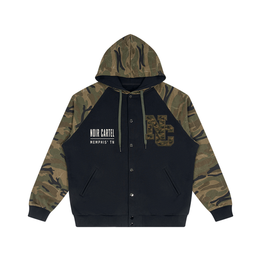 Unisex Camo-Splice Raglan Zip Hoodie