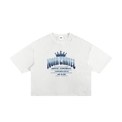 NOIR CARTEL MADE MEN — Blood Oath — Blue Frayed Boxy Tee