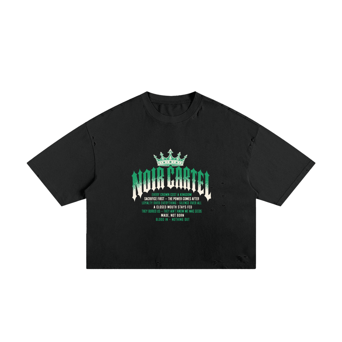 NOIR CARTEL MADE MEN — Blood Oath — Mint Frayed Boxy Tee