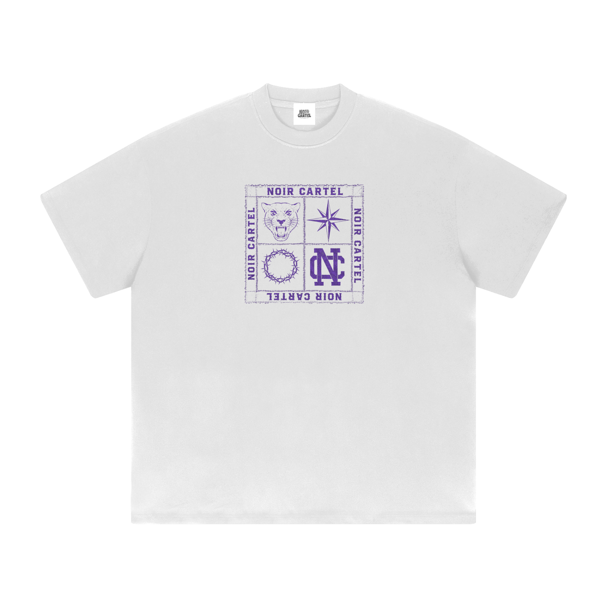 NOIR CARTEL QUILTED CODE — Follow the Stars — Purple Heavyweight Drop Shoulder Tee