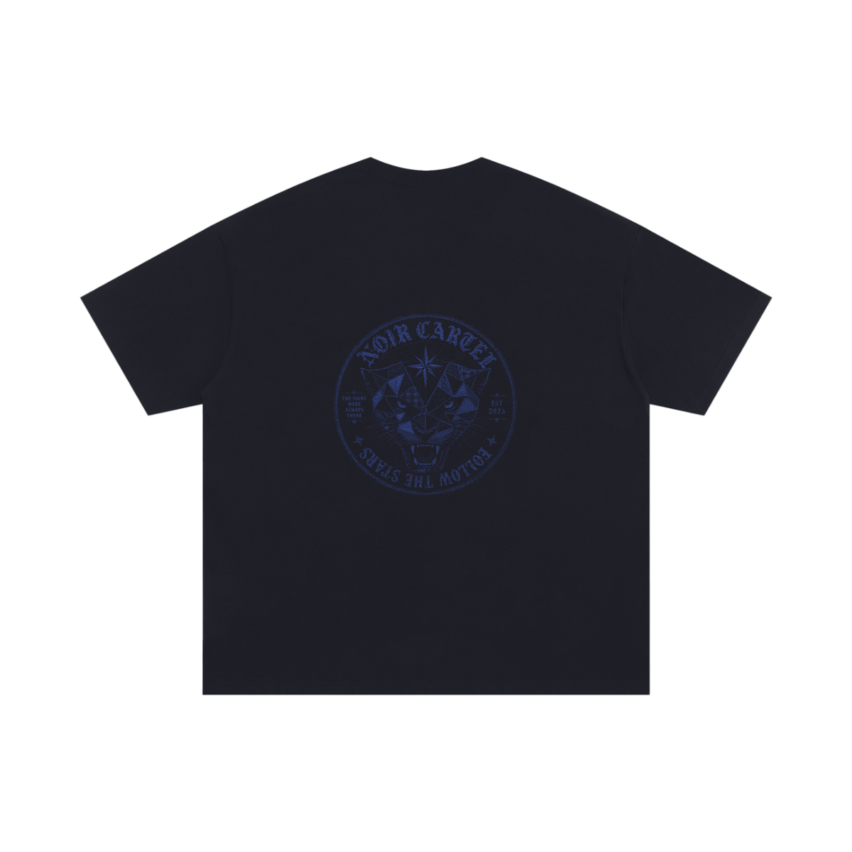NOIR CARTEL QUILTED CODE — Follow the Stars — Midnight Oversized Cotton Tee — Black