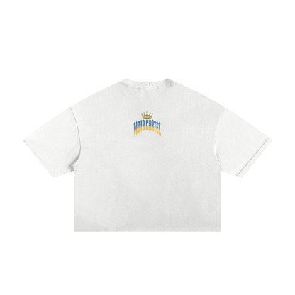 NOIR CARTEL MADE MEN — Blood Oath — Sky Blue & Gold Frayed Boxy Tee