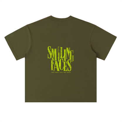 NOIR CARTEL FRENEMIES — Smiling Faces — Lime Heavyweight Drop Shoulder Cotton Tee