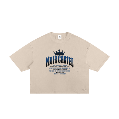 NOIR CARTEL MADE MEN — Blood Oath — Navy Frayed Boxy Tee