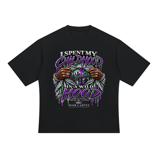 NOIR CARTEL Wild Hood 300 GSM Heavyweight Tee — Black