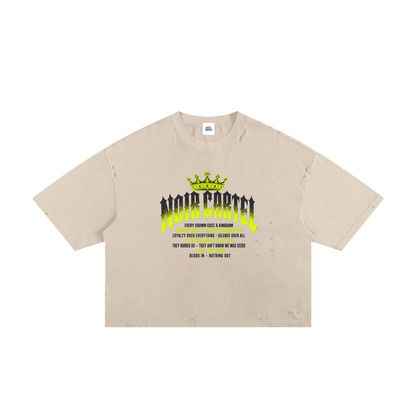NOIR CARTEL MADE MEN — Blood Oath — Neon Lime Frayed Boxy Tee