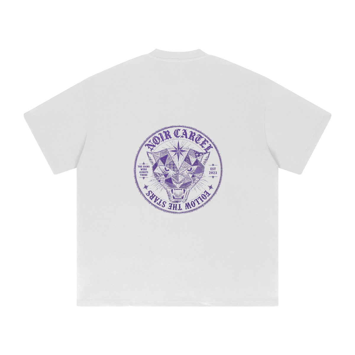 NOIR CARTEL QUILTED CODE — Follow the Stars — Purple Heavyweight Drop Shoulder Tee