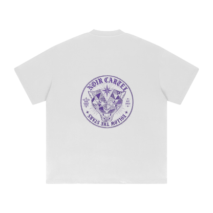 NOIR CARTEL QUILTED CODE — Follow the Stars — Purple Heavyweight Drop Shoulder Tee