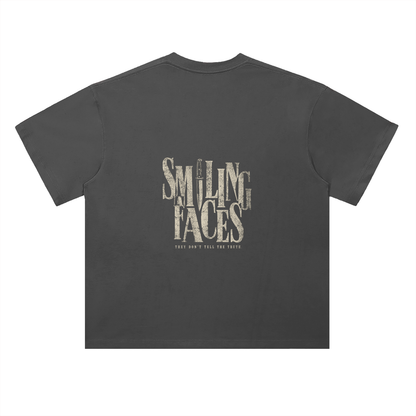 NOIR CARTEL FRENEMIES — Smiling Faces — Bone Heavyweight Drop Shoulder Cotton Tee