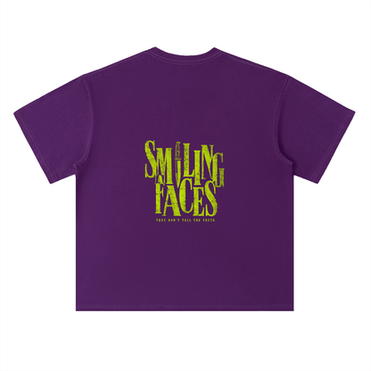 NOIR CARTEL FRENEMIES — Smiling Faces — Lime Heavyweight Drop Shoulder Cotton Tee