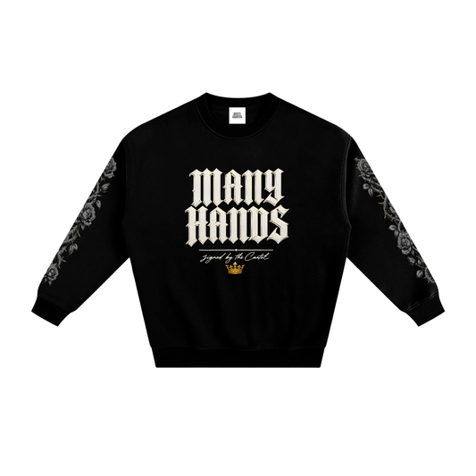 NOIR CARTEL OVERGROWTH — Many Hands 350 GSM Fleeced Sweatshirt — Black