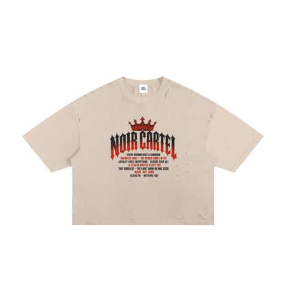 NOIR CARTEL MADE MEN — Blood Oath — Red & Bone Frayed Boxy Tee