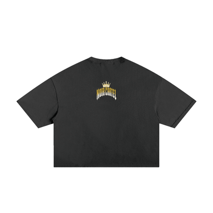 NOIR CARTEL MADE MEN — Blood Oath — Yellow & Bone Frayed Boxy Tee — Black