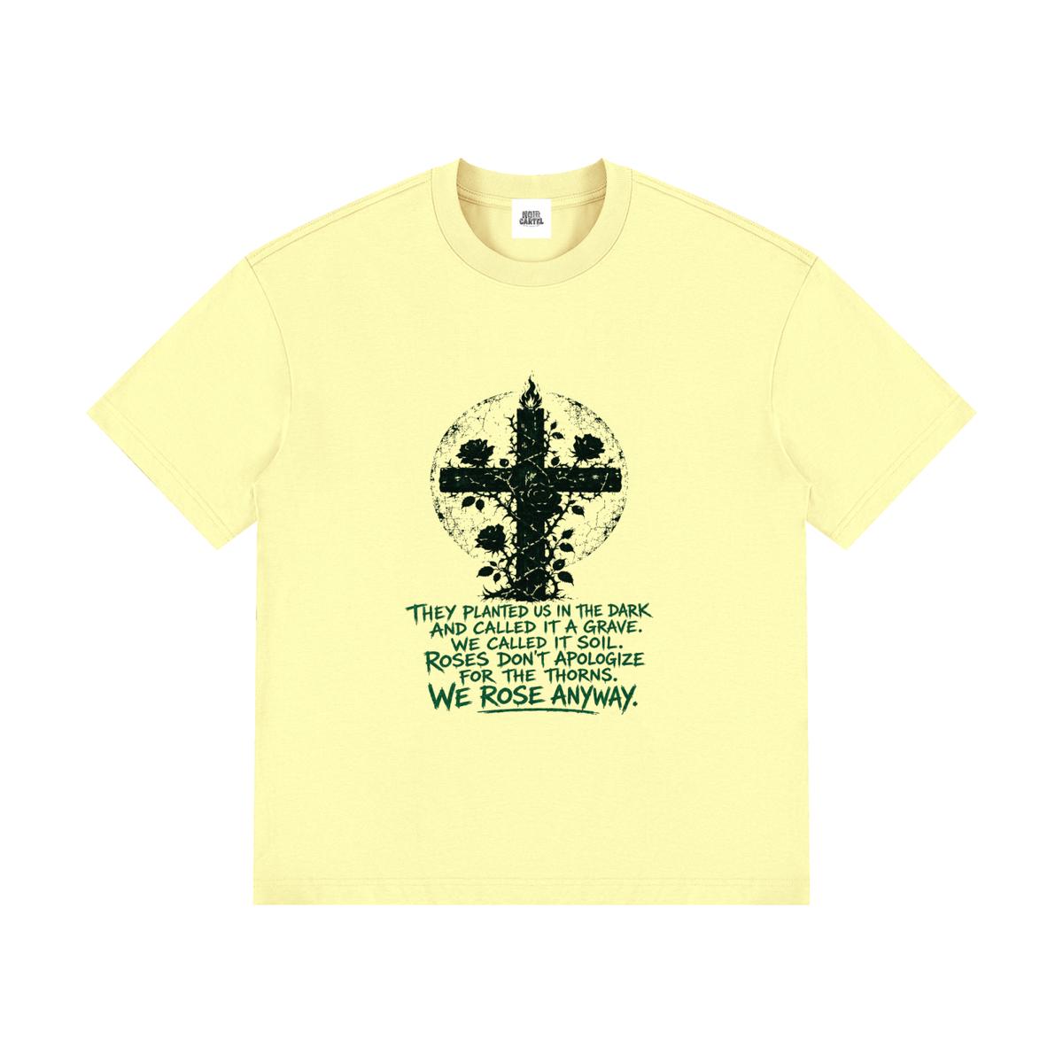 NOIR CARTEL OVERGROWTH — Rose Gospel — Green Drop Shoulder Cotton Tee