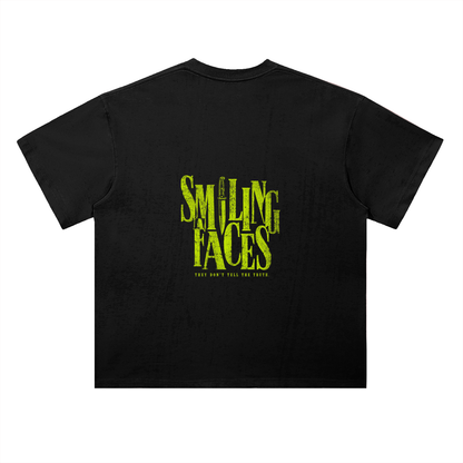 NOIR CARTEL FRENEMIES — Smiling Faces — Lime Heavyweight Drop Shoulder Cotton Tee