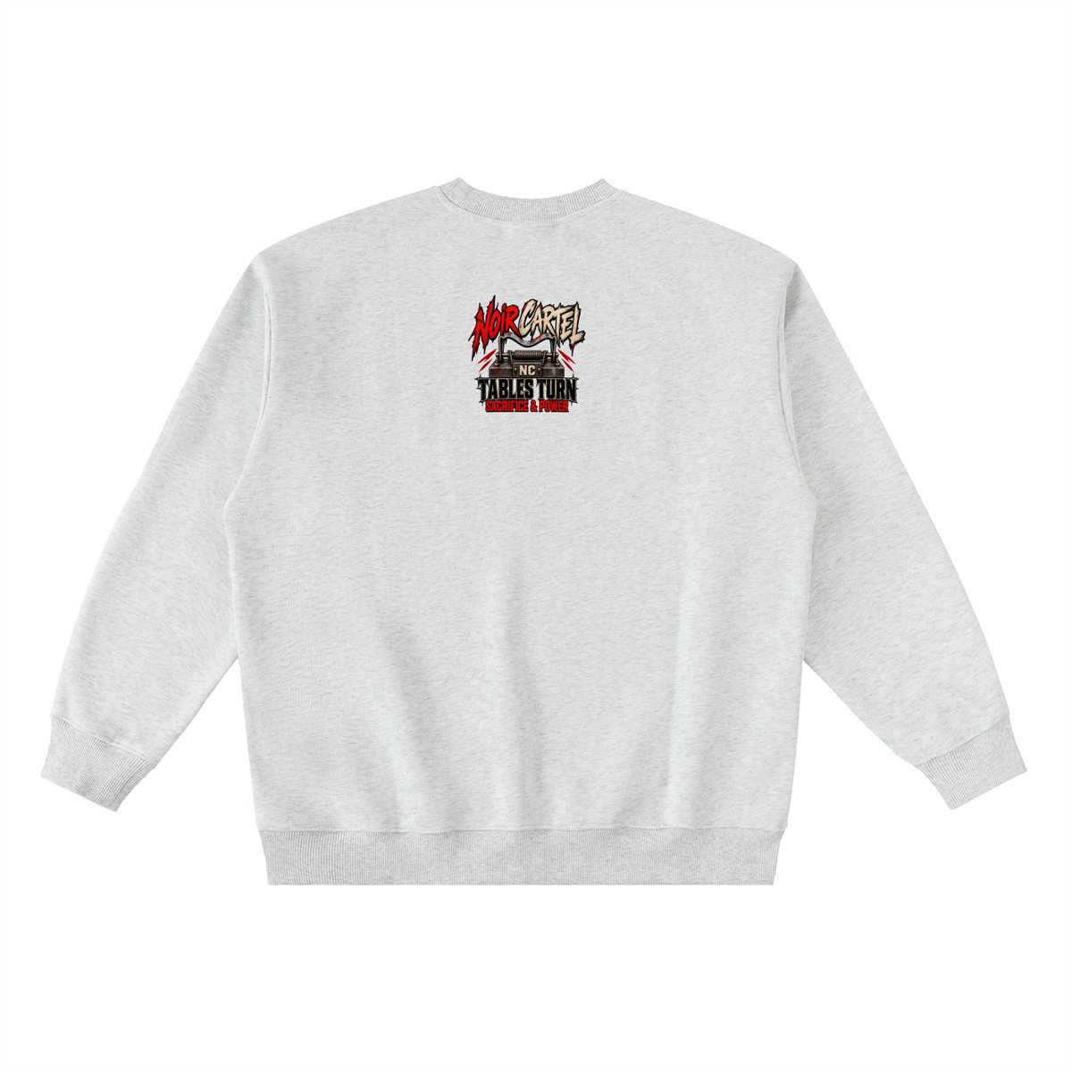 NOIR CARTEL TABLES TURN — You Set the Trap Oversized Crewneck Taped Sweatshirt — White Gray