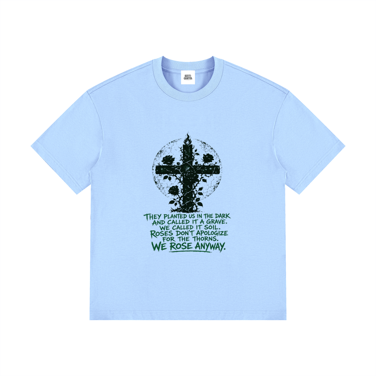 NOIR CARTEL OVERGROWTH — Rose Gospel — Green Drop Shoulder Cotton Tee