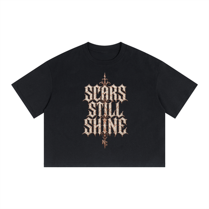 NOIR CARTEL UNSAID — Scars Still Shine Boxy Drop Shoulder Crop Tee — Black