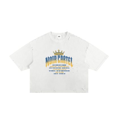 NOIR CARTEL MADE MEN — Blood Oath — Sky Blue & Gold Frayed Boxy Tee