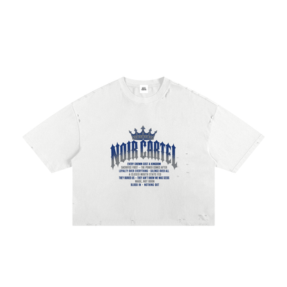 NOIR CARTEL MADE MEN — Blood Oath — Blue Frayed Boxy Tee