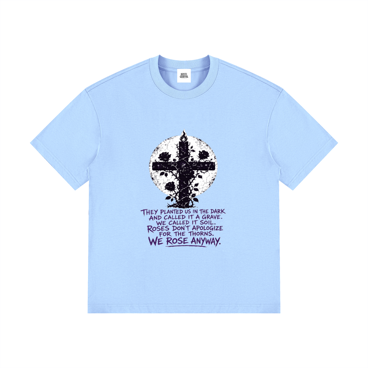 NOIR CARTEL OVERGROWTH — Rose Gospel — Purple Drop Shoulder Cotton Tee