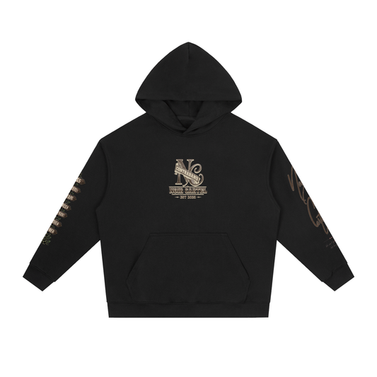 NOIR CARTEL CONTRABAND — Cartel Status 380 GSM Heavyweight Hoodie — Black
