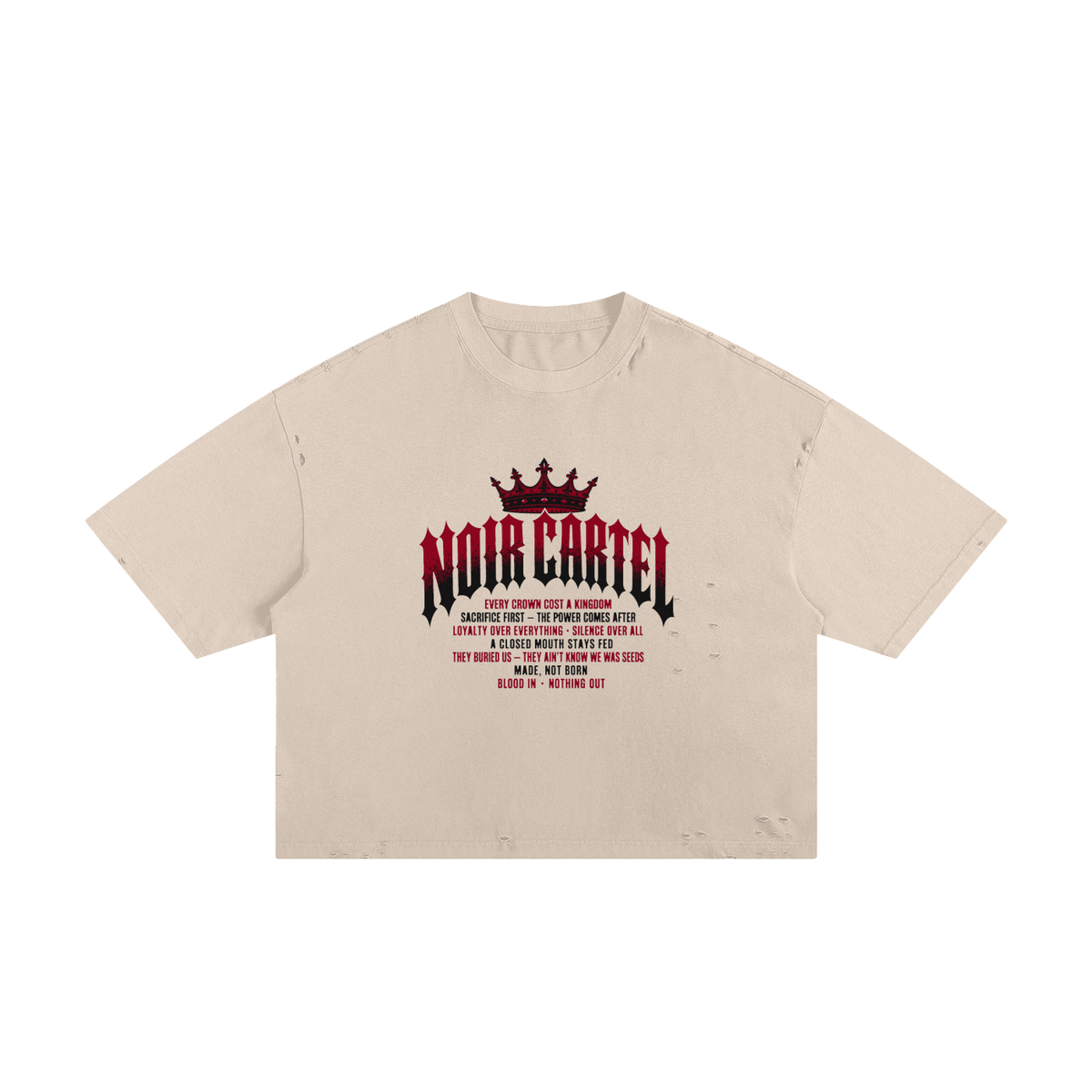 NOIR CARTEL MADE MEN — Blood Oath — Wine Frayed Boxy Tee