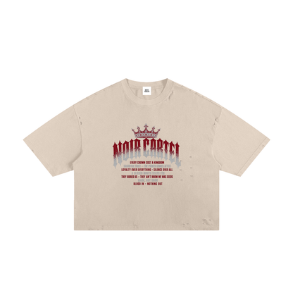NOIR CARTEL MADE MEN — Blood Oath — Wine & Bone Frayed Boxy Tee