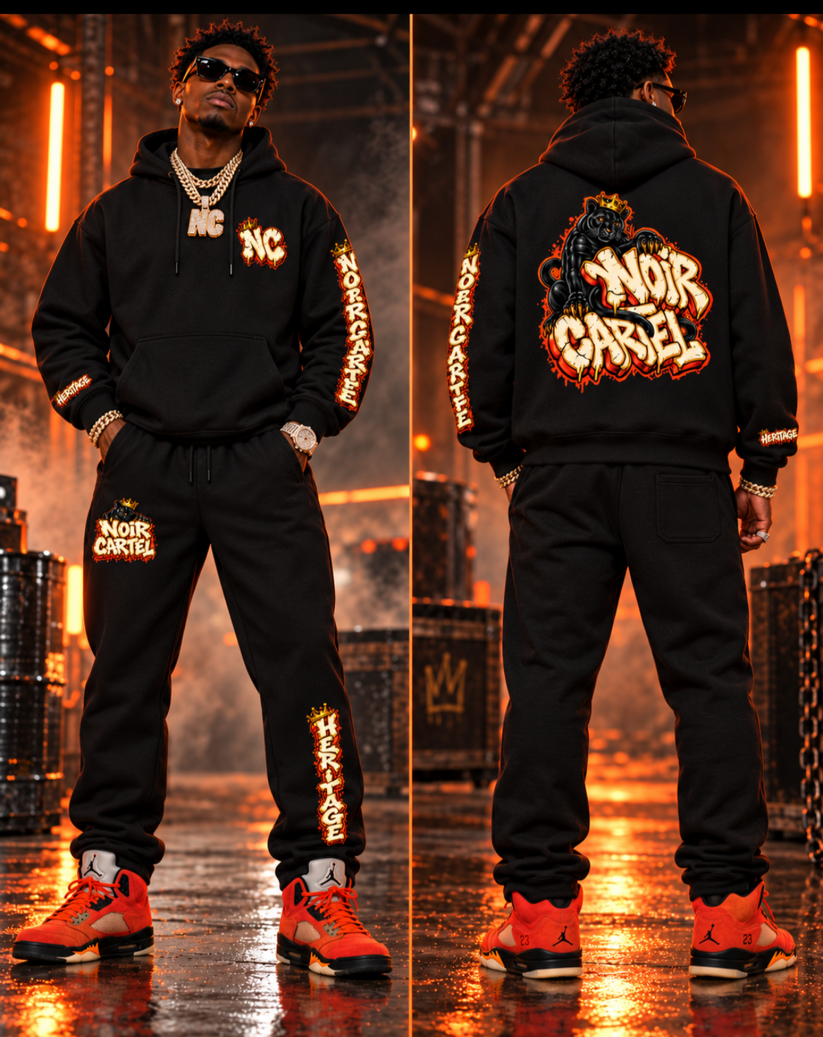 NOIR CARTEL Heritage Throw-Up Hoodie + Jogger Set