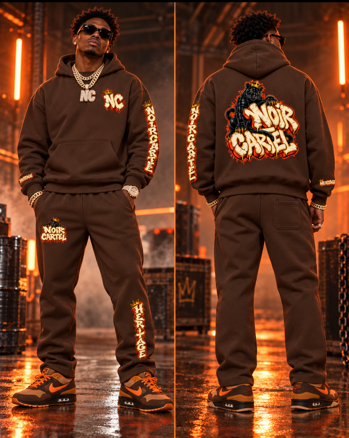 NOIR CARTEL Heritage Throw-Up Hoodie + Jogger Set